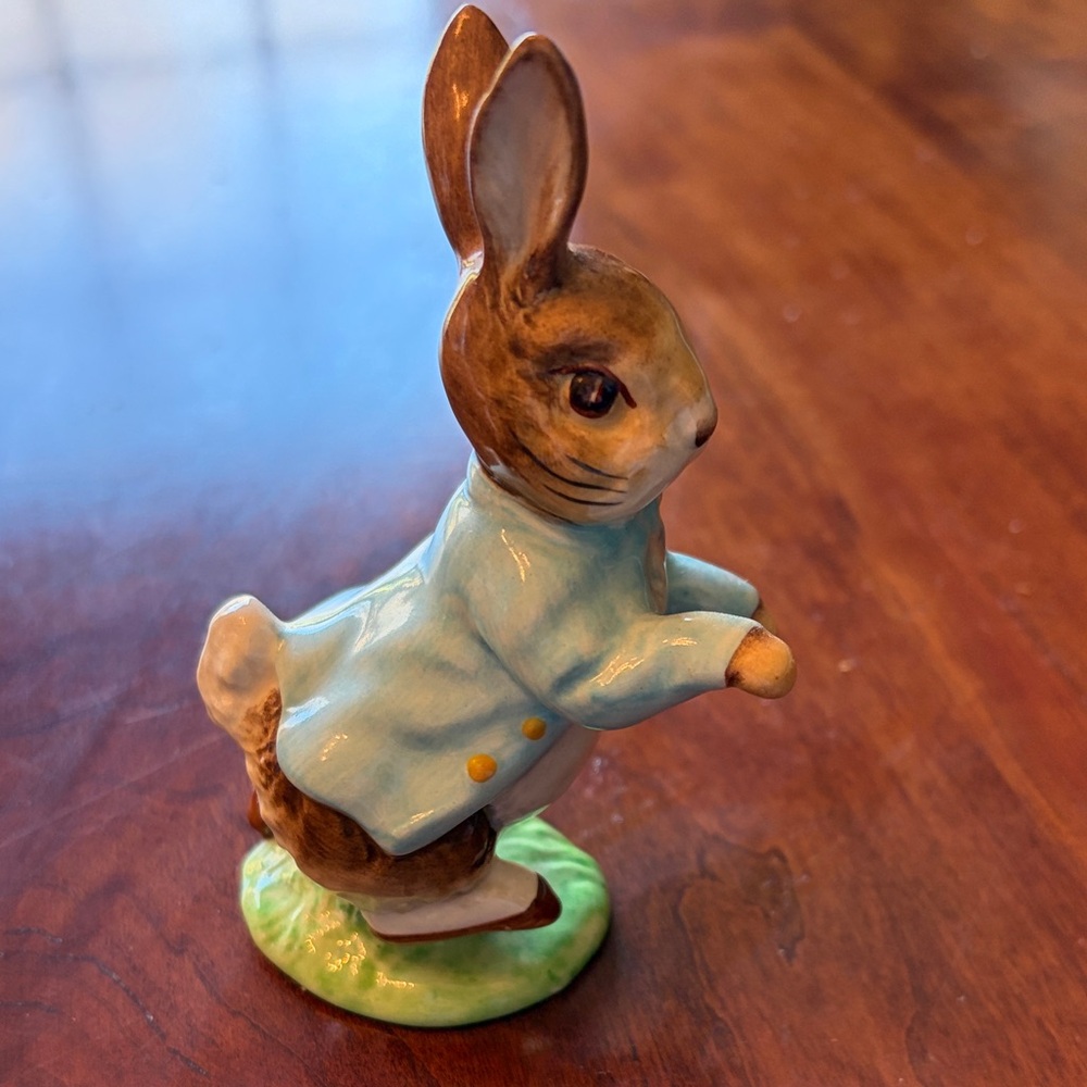 Ceramic Rabbit Figurine in Blue Coat